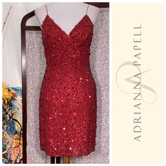 Adrianna Papell Dresses & Skirts - Adrianna Papell red spaghetti strap party dress.